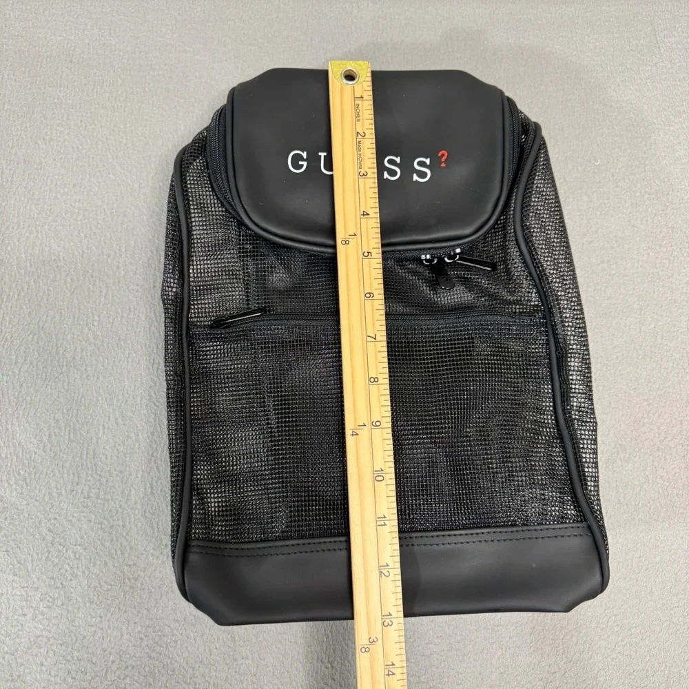 Guess Backpack Womens Medium Black Mesh Sporty Streetwear Utility Bag